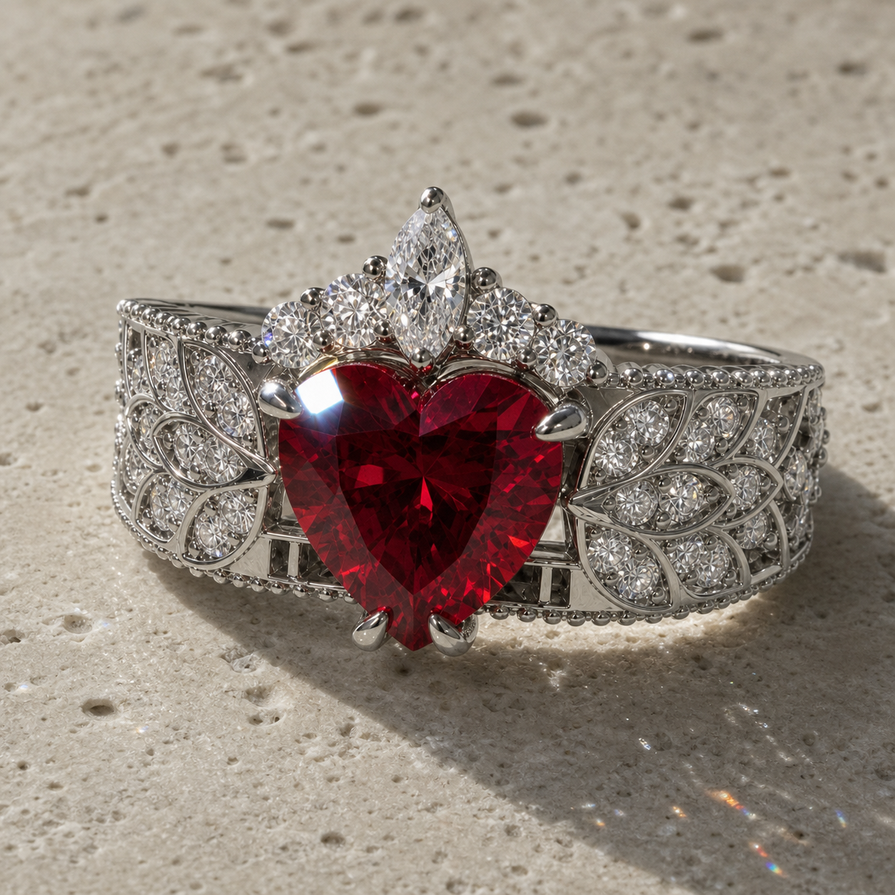 Infinity x Infinity Ring- Red Heart and Cross Diamond Option Gothic Ring-Black Diamonds New York