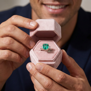 4.5ct Simulated Paraiba Tourmaline Asscher Cut Three Stone Engagement Ring-Black Diamonds New York