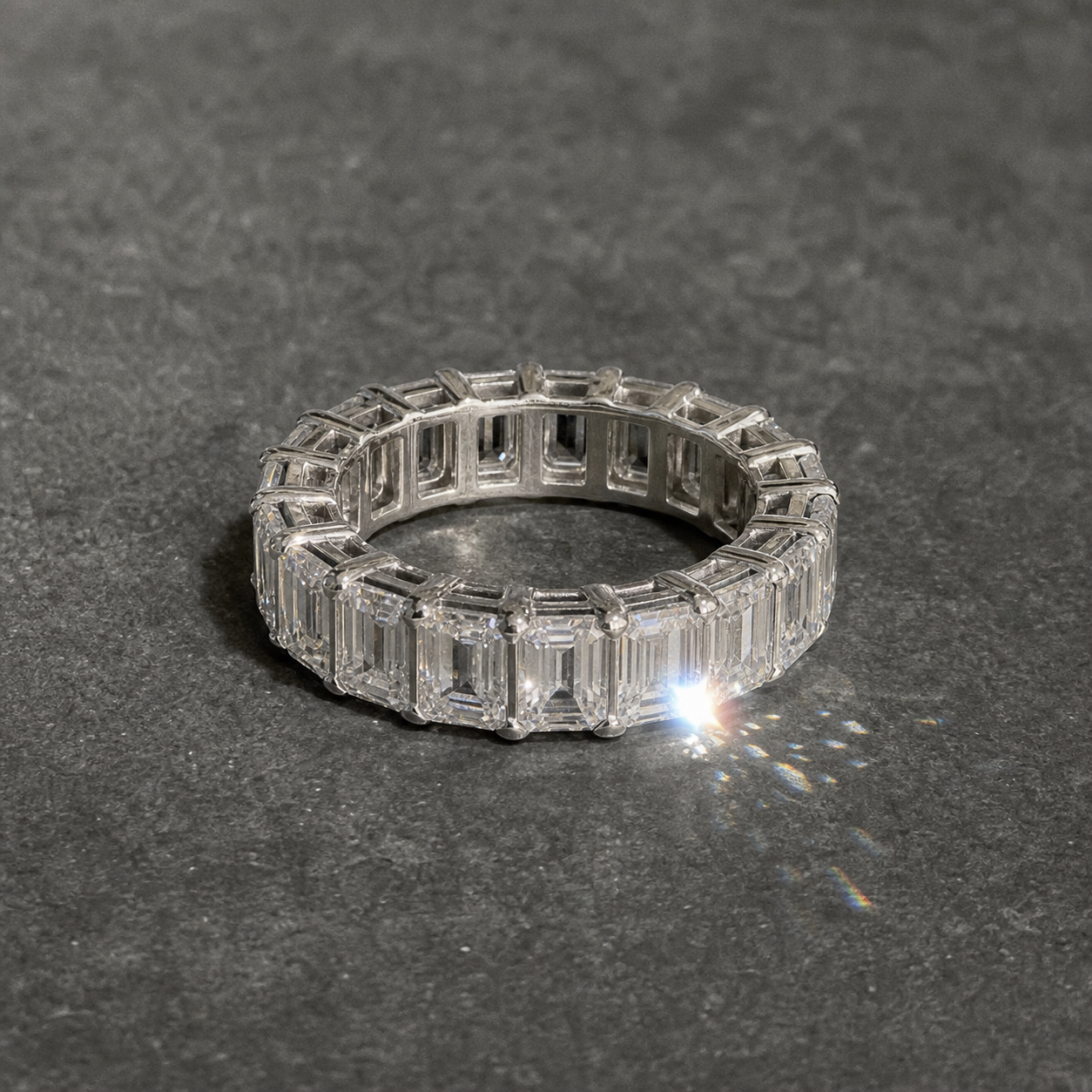 Eternity Emerald Cut Diamond Option Women's Wedding Band-Black Diamonds New York