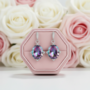 48.42Ct Natural Rainbow Mystic Quartz Drop Earrings-Black Diamonds New York