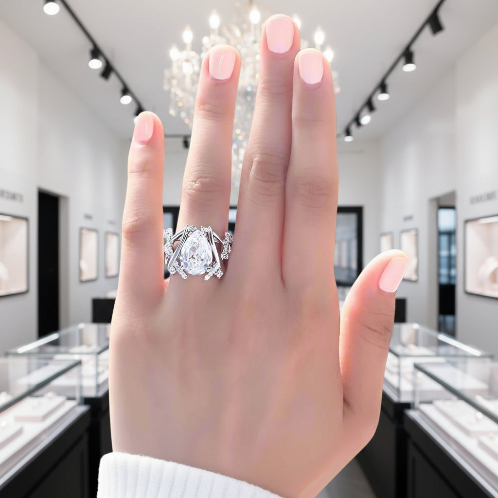 4.0 ct Pear-Cut Diamond Option Anniversary Ring-Black Diamonds New York