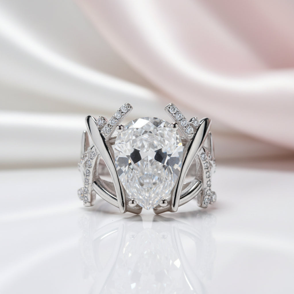 4.0 ct Pear-Cut Diamond Anniversary Ring-Black Diamonds New York