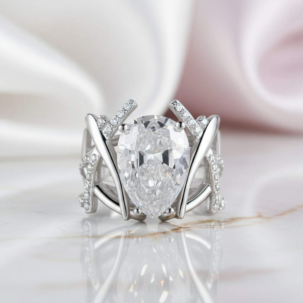 4.0 ct Pear-Cut Diamond Anniversary Ring-Black Diamonds New York