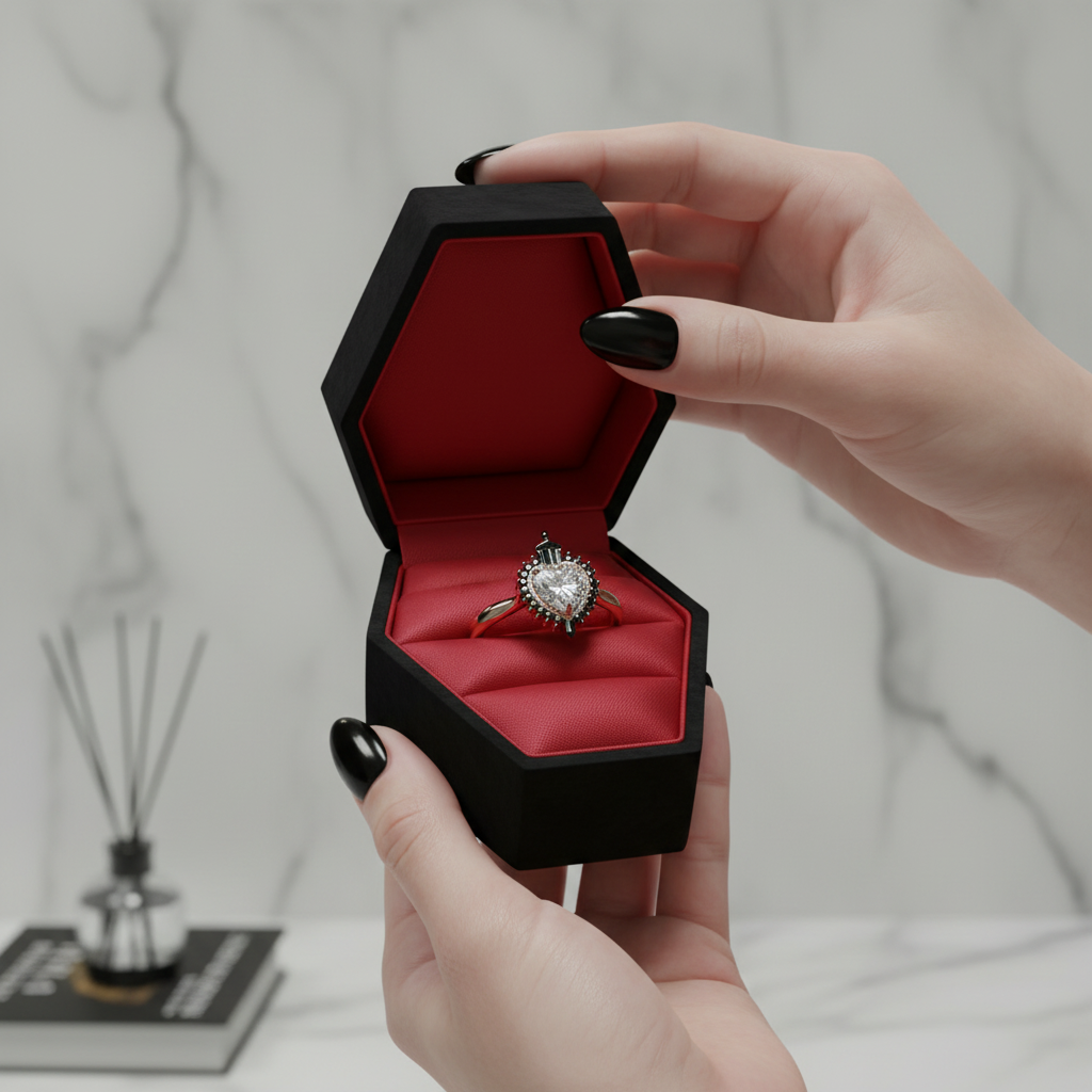 Against All Odds- Heart Shape Diamond Option Gothic Engagement Ring-Black Diamonds New York