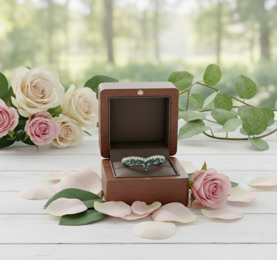 4*2mm Natural Marquise Moss Agate Ring-Black Diamonds New York