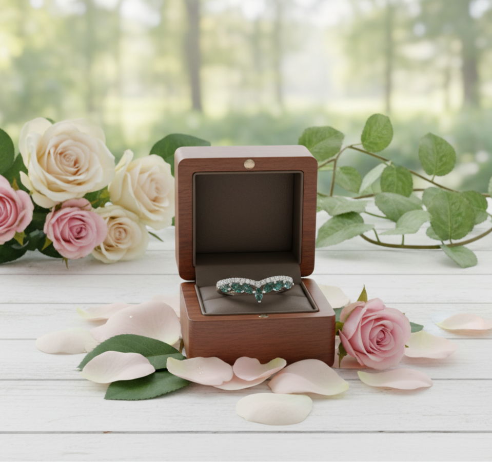 4*2mm Natural Marquise Moss Agate Ring-Black Diamonds New York