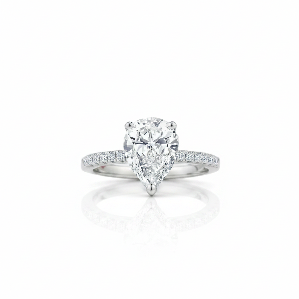 4.0 Ct Pear-Cut Diamond Option Engagement Ring-Black Diamonds New York