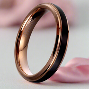 4mm Black with Rose Gold Plated Tungsten Carbide Women's Ring-Black Diamonds New York