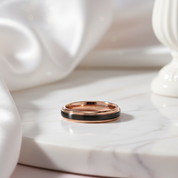 4mm Black with Rose Gold Plated Tungsten Carbide Women's Ring-Black Diamonds New York