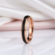 4mm Black with Rose Gold Plated Tungsten Carbide Women's Ring-Black Diamonds New York