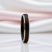 4mm Black with Rose Gold Tungsten Carbide Women's Ring Band-Black Diamonds New York