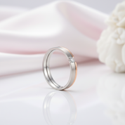 4mm Elegant Simple Brushed Rose Gold Inlaid Ring Band-Black Diamonds New York