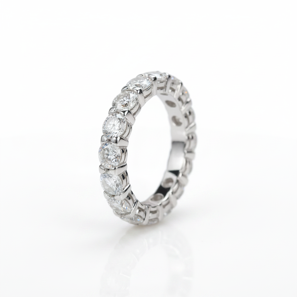 4mm Heart Diamond Option Eternity Wedding Band-Black Diamonds New York