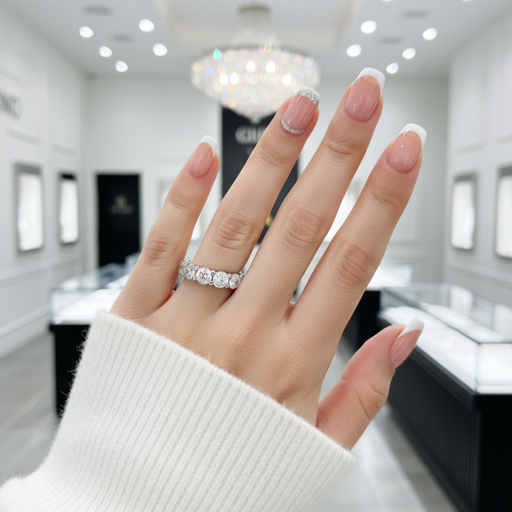 4mm Heart Diamond Eternity Wedding Band