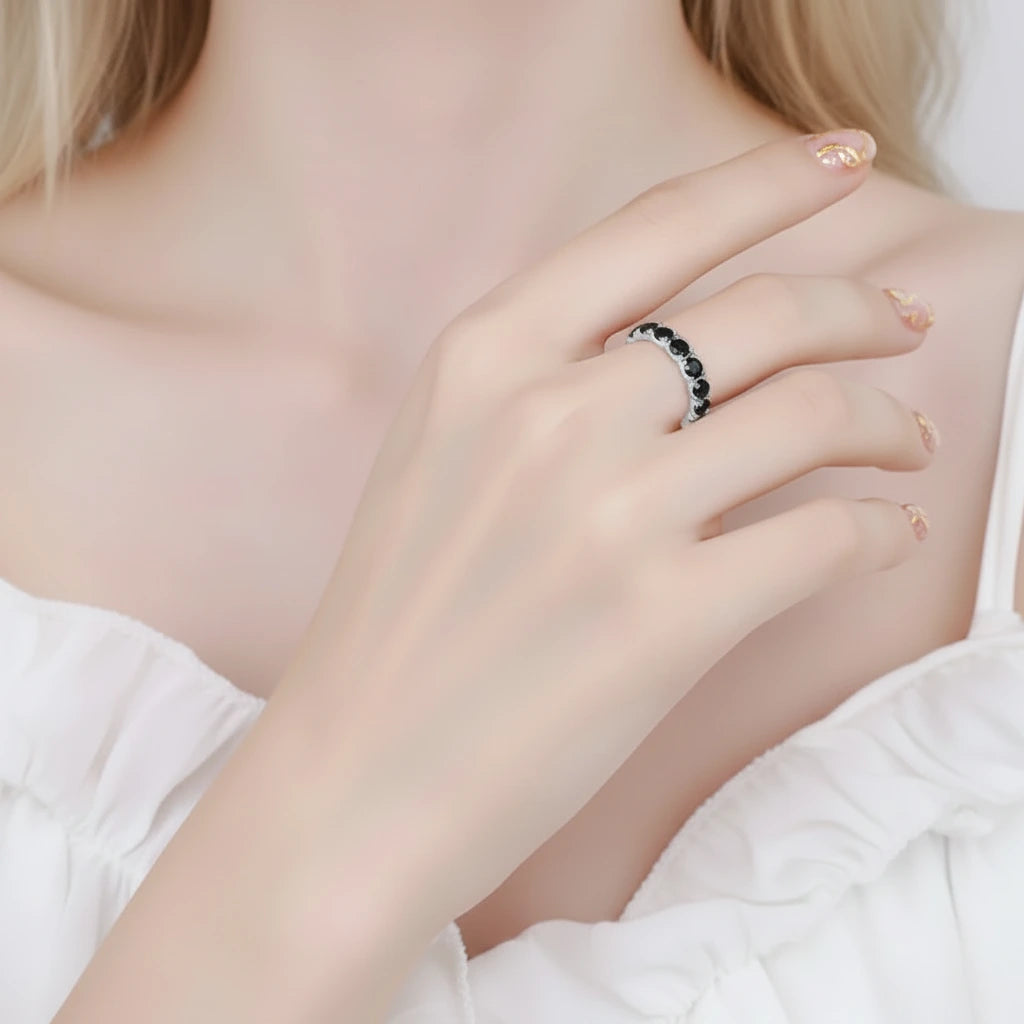 4mm Round Black Diamond Option Wedding Band-Black Diamonds New York