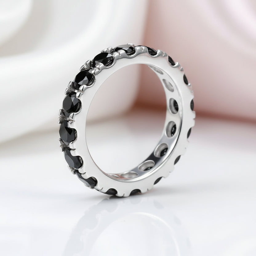4mm Round Black Diamond Option Wedding Band-Black Diamonds New York