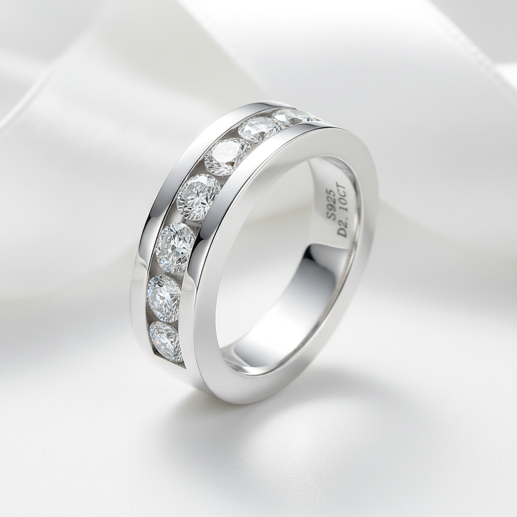 4mm Round Cut Diamond Option Ring Band-Black Diamonds New York