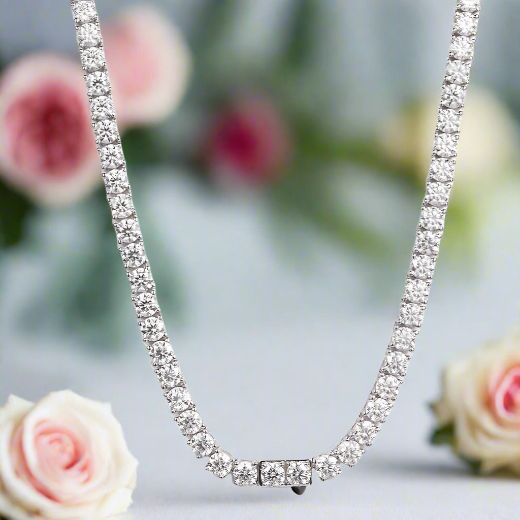 4mm Round Cut Diamond Tennis Necklace-Black Diamonds New York