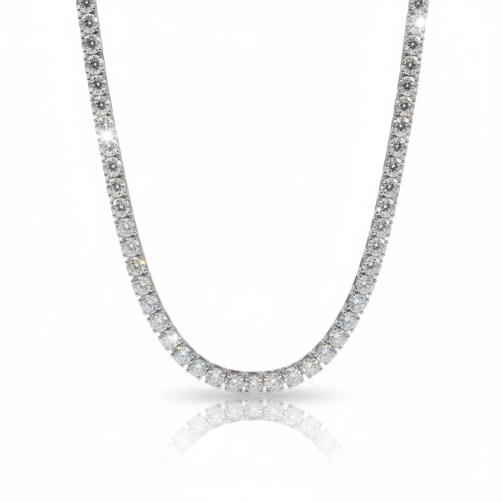 4mm Round Cut Diamond Option Tennis Necklace-Black Diamonds New York