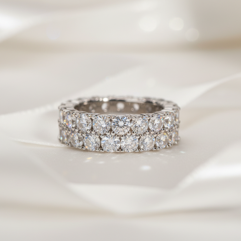 4mm Round Cut Diamond Option Eternity Wedding Band-Black Diamonds New York