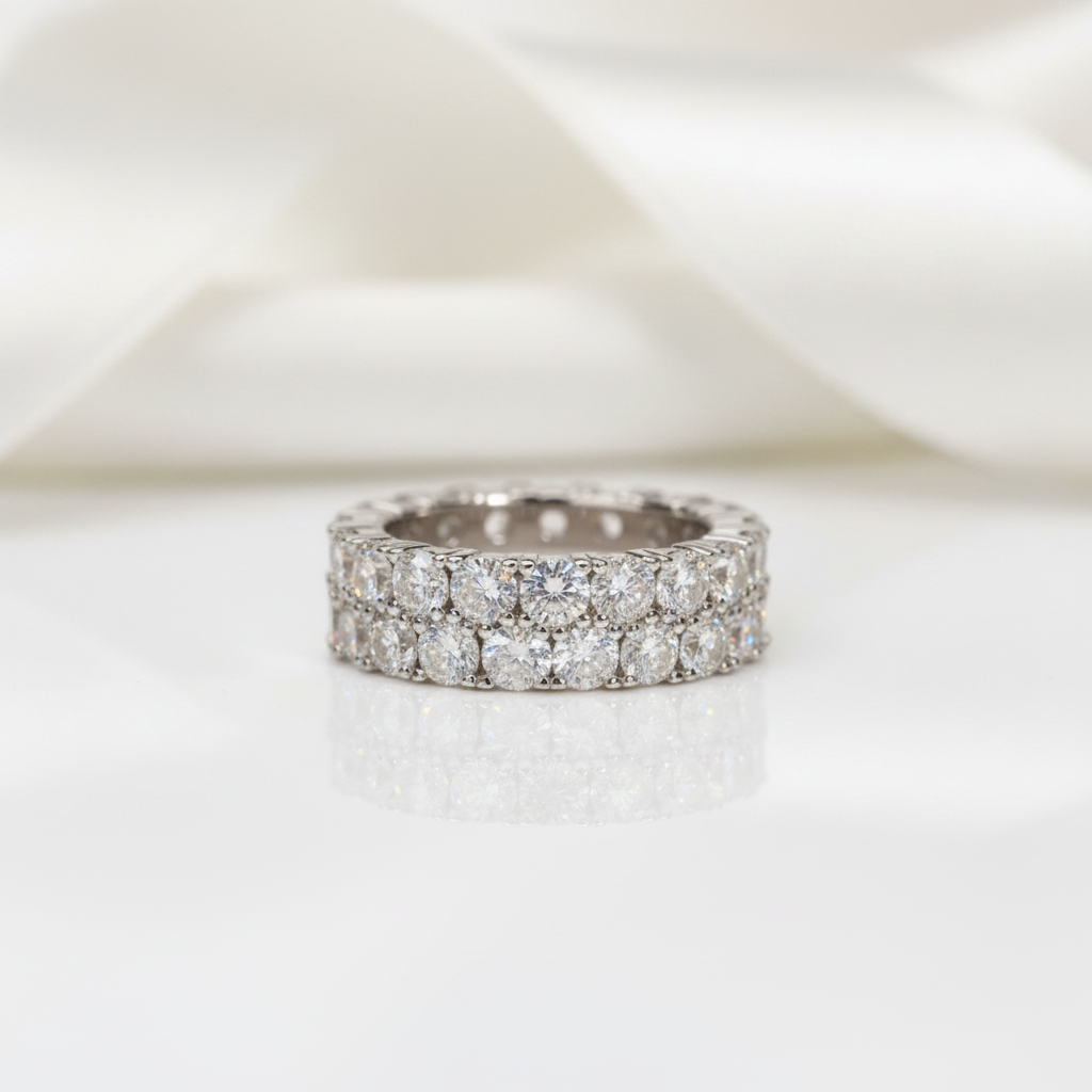 4mm Round Cut Diamond Option Eternity Wedding Band-Black Diamonds New York