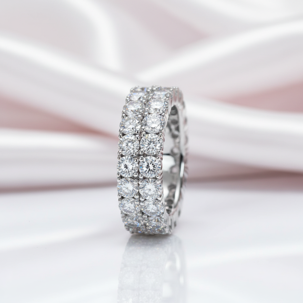 4mm Round Cut Diamond Option Eternity Wedding Band-Black Diamonds New York