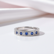 4mm Straight White Blue Diamond Option Band-Black Diamonds New York