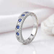 4mm Straight White Blue Diamond Option Band-Black Diamonds New York