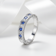 4mm Straight White Blue Diamond Option Band-Black Diamonds New York