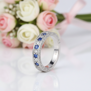 4mm Straight White Blue Diamond Option Band-Black Diamonds New York