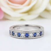 4mm White & Blue Diamond Stackable Wedding Band-Black Diamonds New York