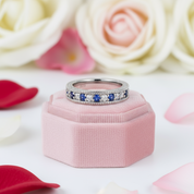 4mm White & Blue Diamond Stackable Wedding Band-Black Diamonds New York