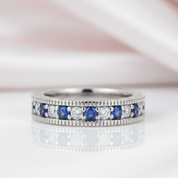 4mm White & Blue Diamond Option Stackable Wedding Band-Black Diamonds New York