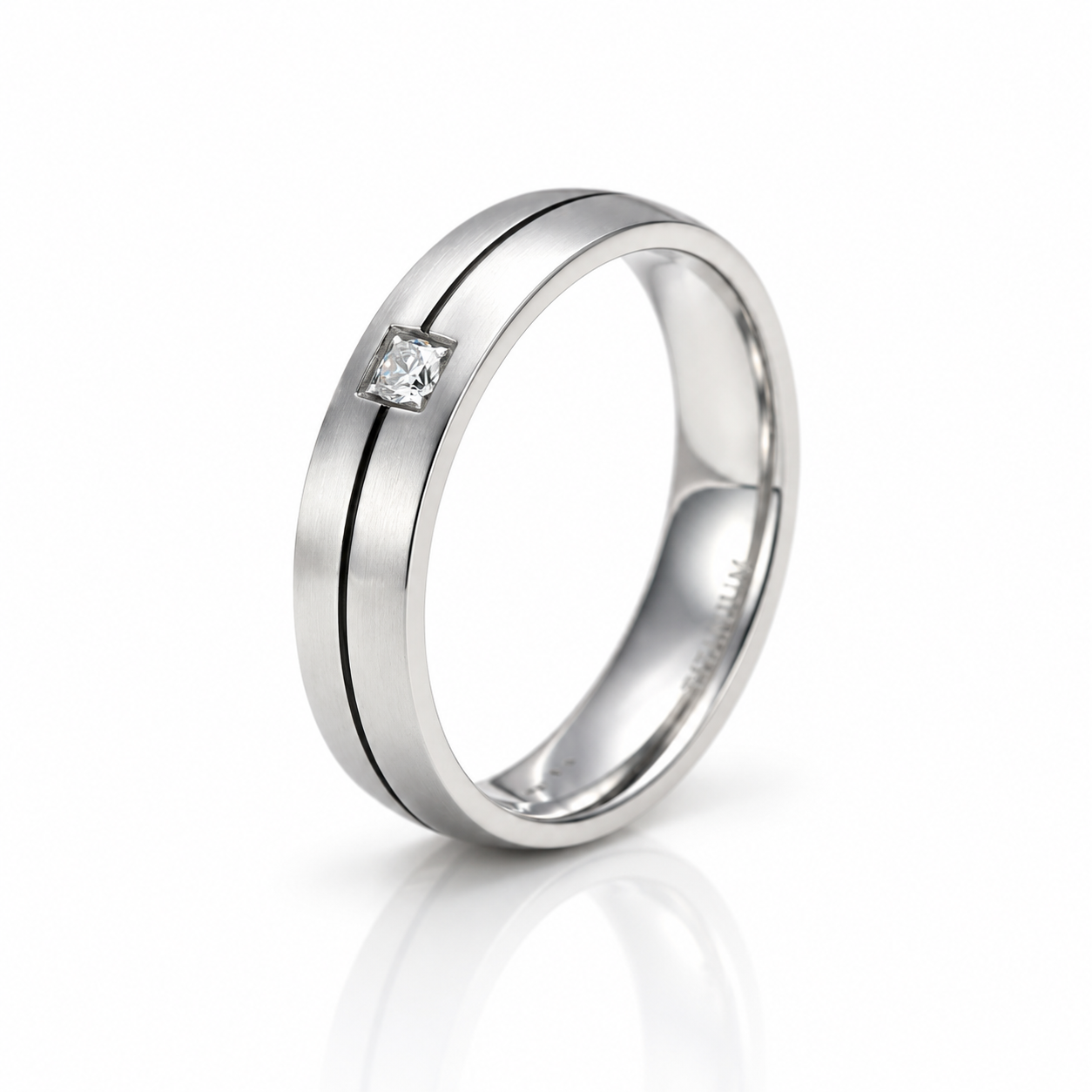 4mm Titanium Wedding Band with Diamond Option-Black Diamonds New York