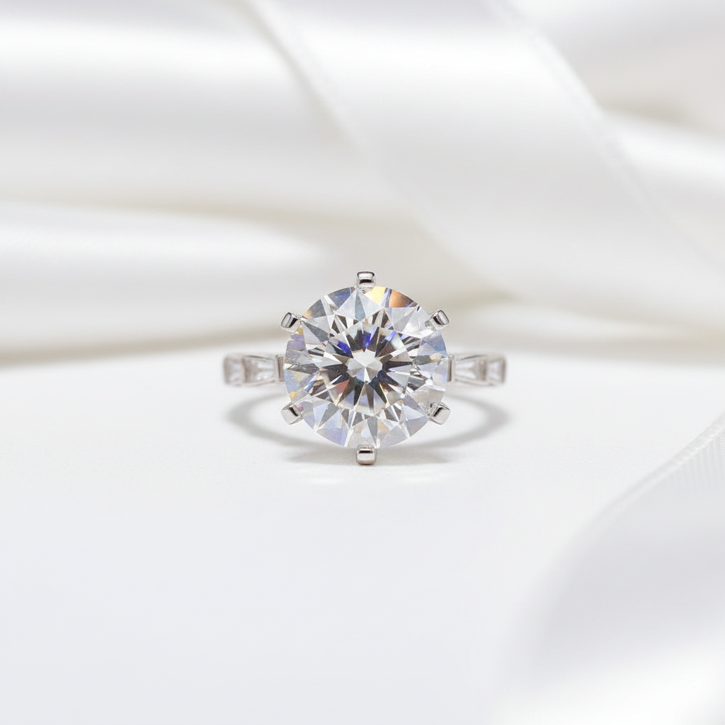 5 Carat Round Cut Crackling Diamond Option Engagement Ring-Black Diamonds New York