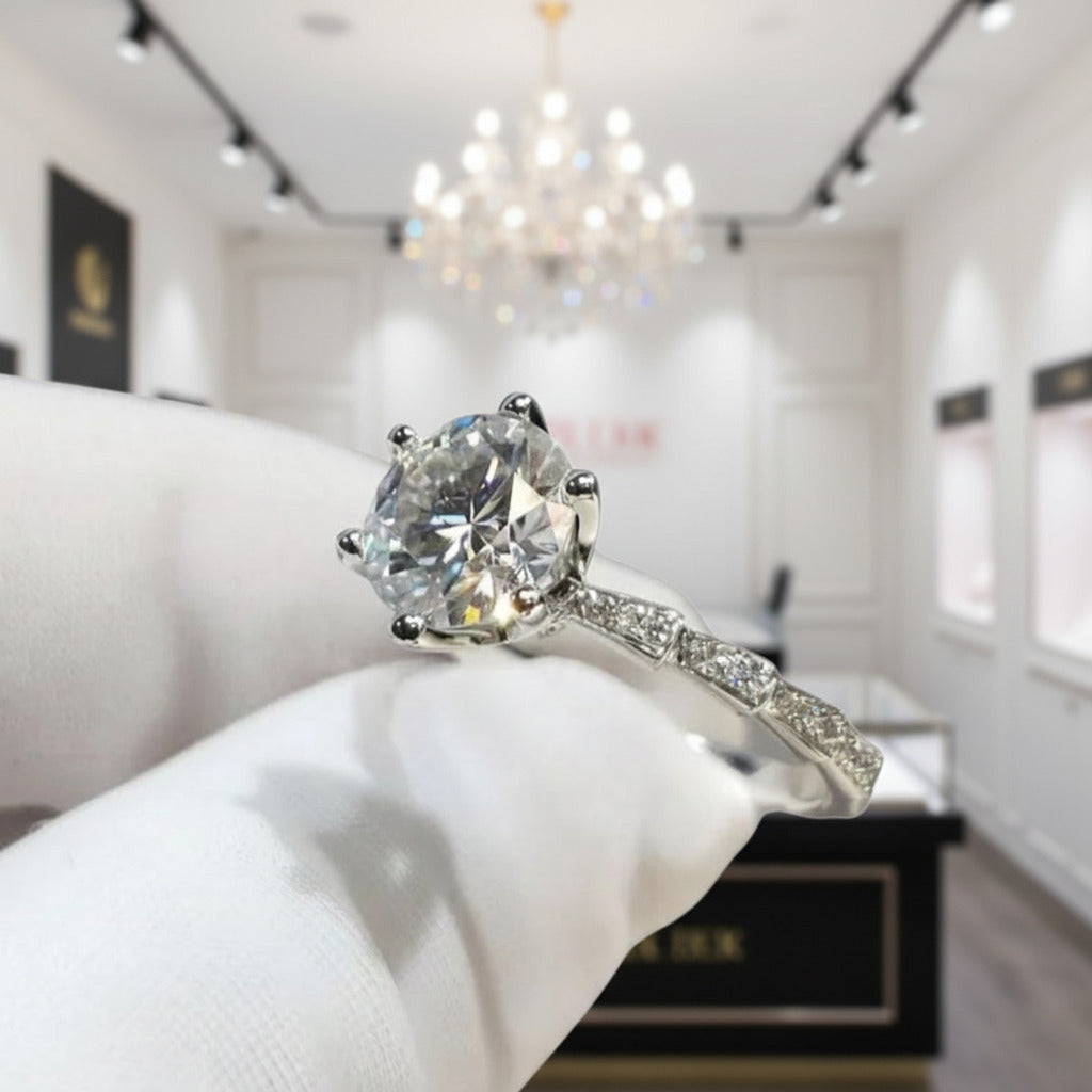 5 Carat Round Cut Diamond Option Engagement Ring-Black Diamonds New York