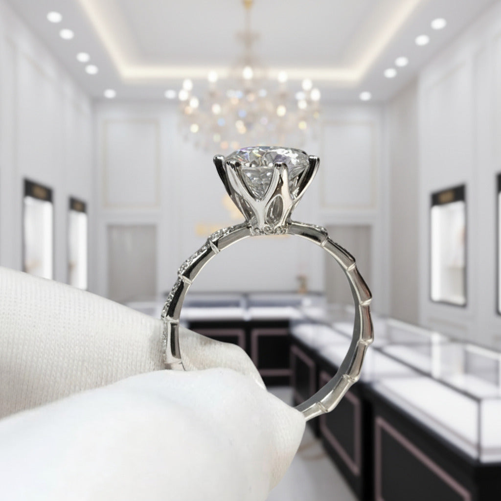 5 Carat Round Cut Diamond Option Engagement Ring-Black Diamonds New York