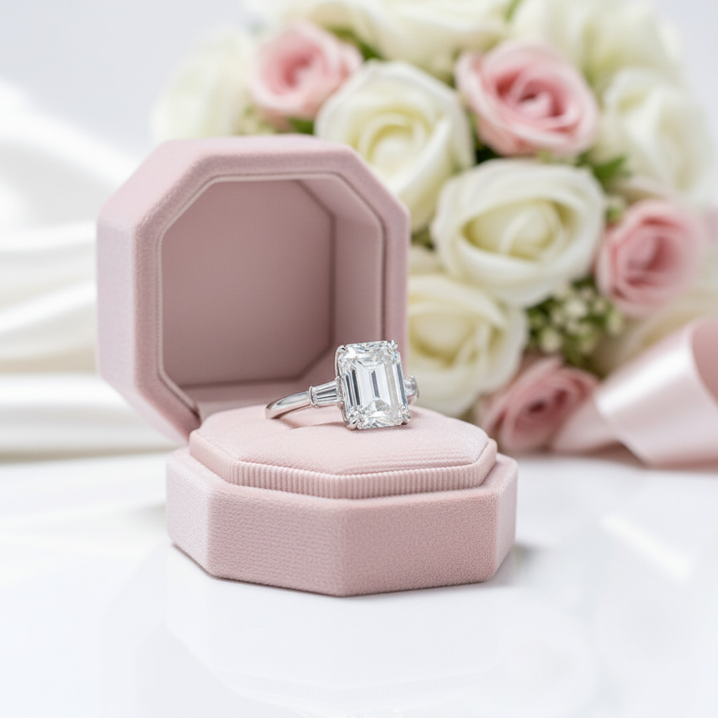 5 ct Emerald Cut Diamond Option White Gold Engagement Ring-Black Diamonds New York