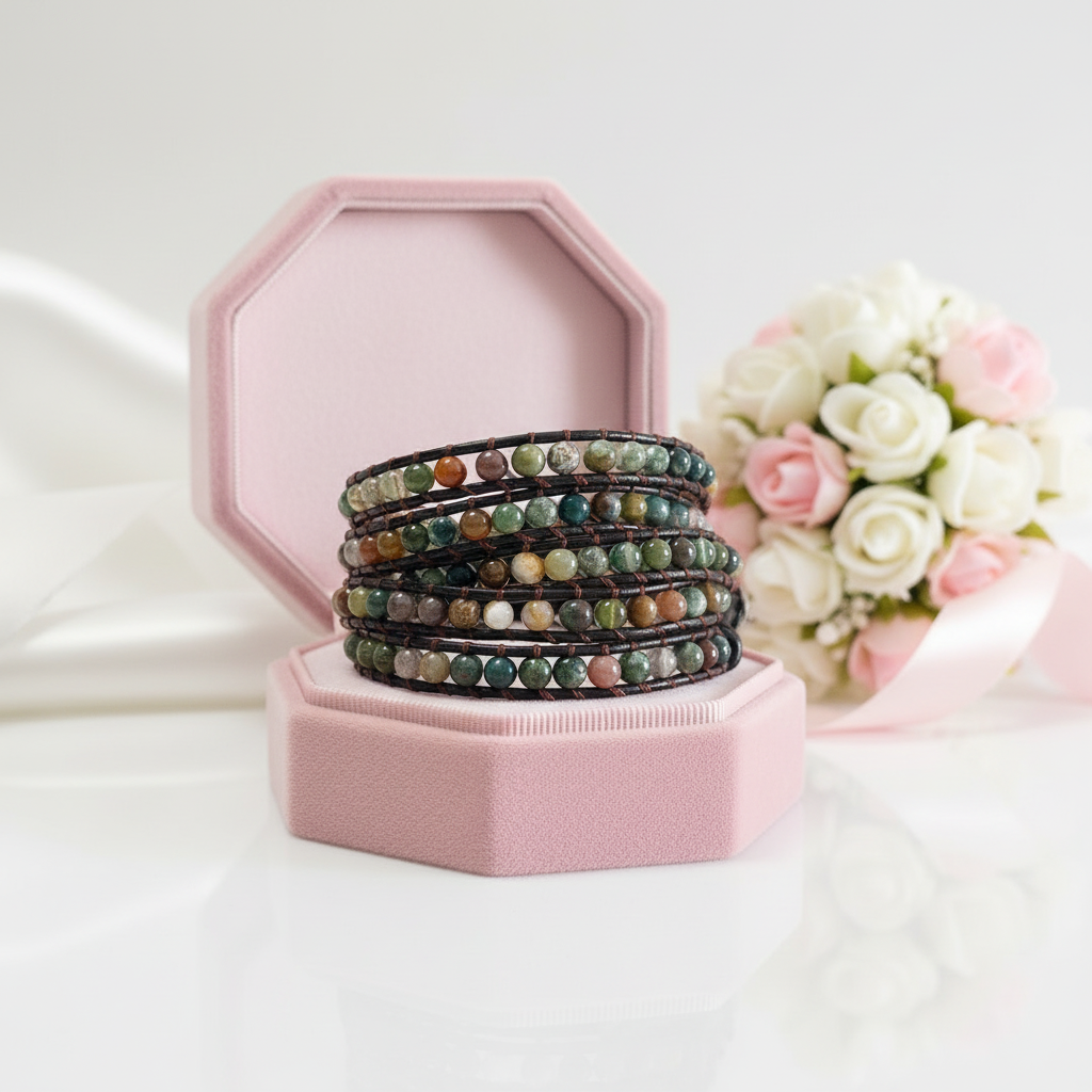 5 Layers Natural Agate Stones Bohemian Bracelet-Black Diamonds New York