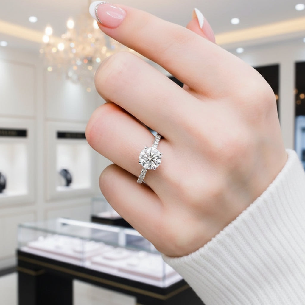 5.0 Ct Round Brilliant Cut Diamond Engagement Ring-Black Diamonds New York