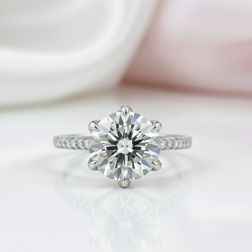 5.0 Ct Diamond Classic Engagement Ring-Black Diamonds New York