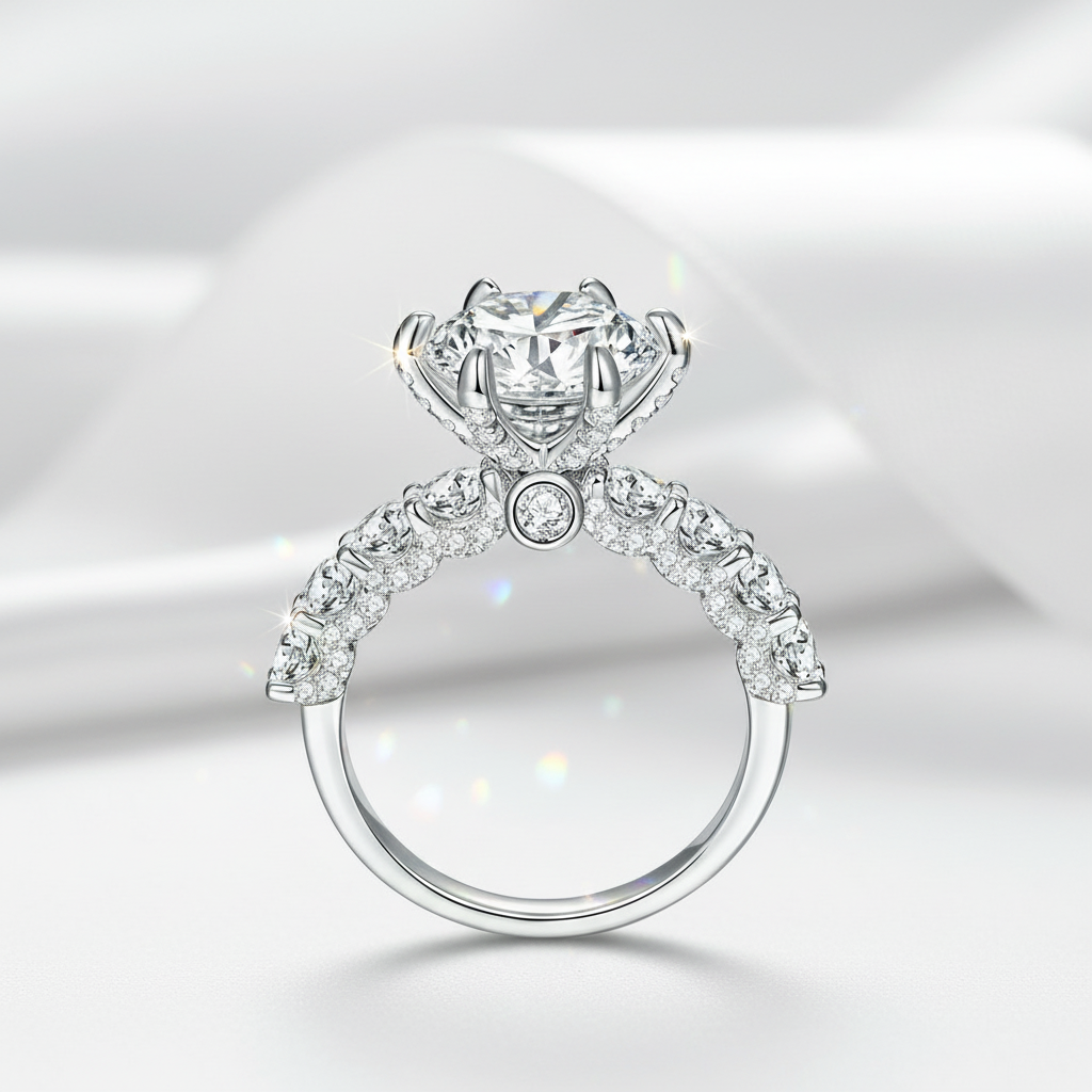 5.0 Ct Hundred Face Cut Diamond Option Engagement Ring-Black Diamonds New York
