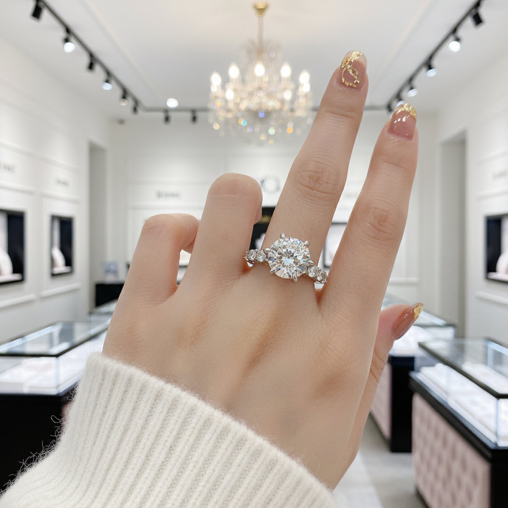5.0 Ct Hundred Face Cut Diamond Option Engagement Ring-Black Diamonds New York