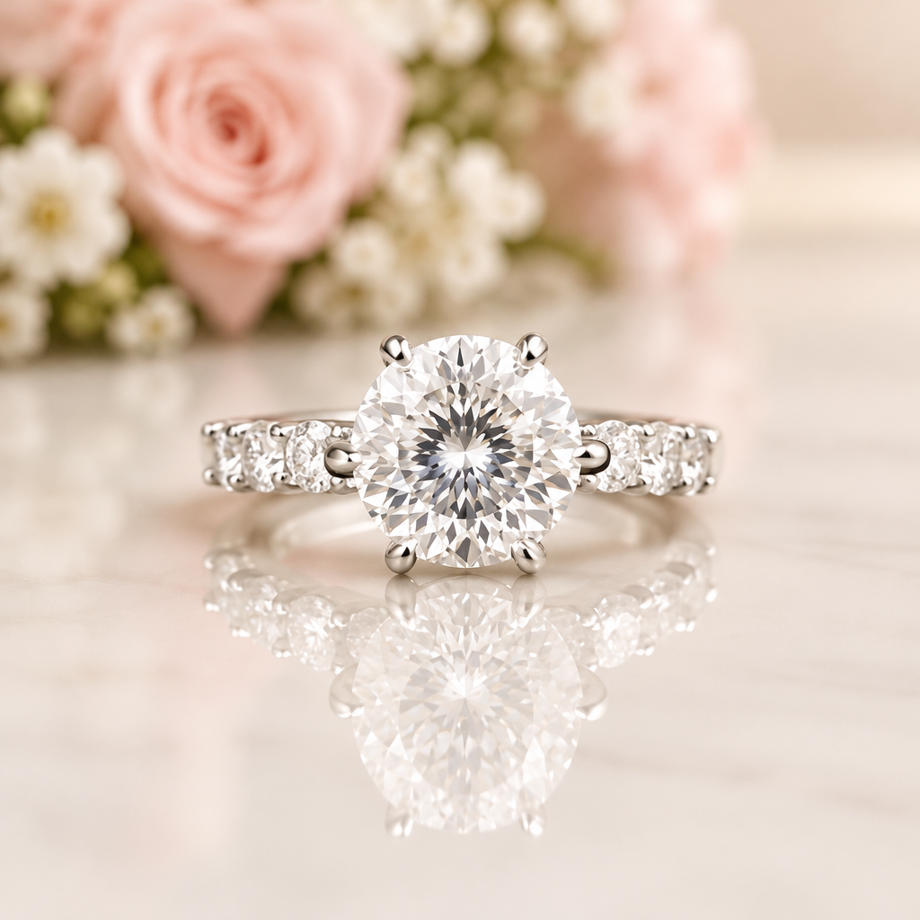 5.0 Ct Hundred Face Cut Diamond Option Engagement Ring-Black Diamonds New York