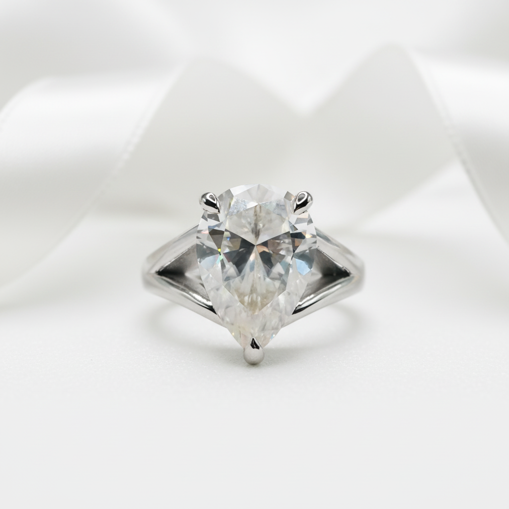 5.0 Ct Pear Cut Diamond Option Solitaire Engagement Ring-Black Diamonds New York