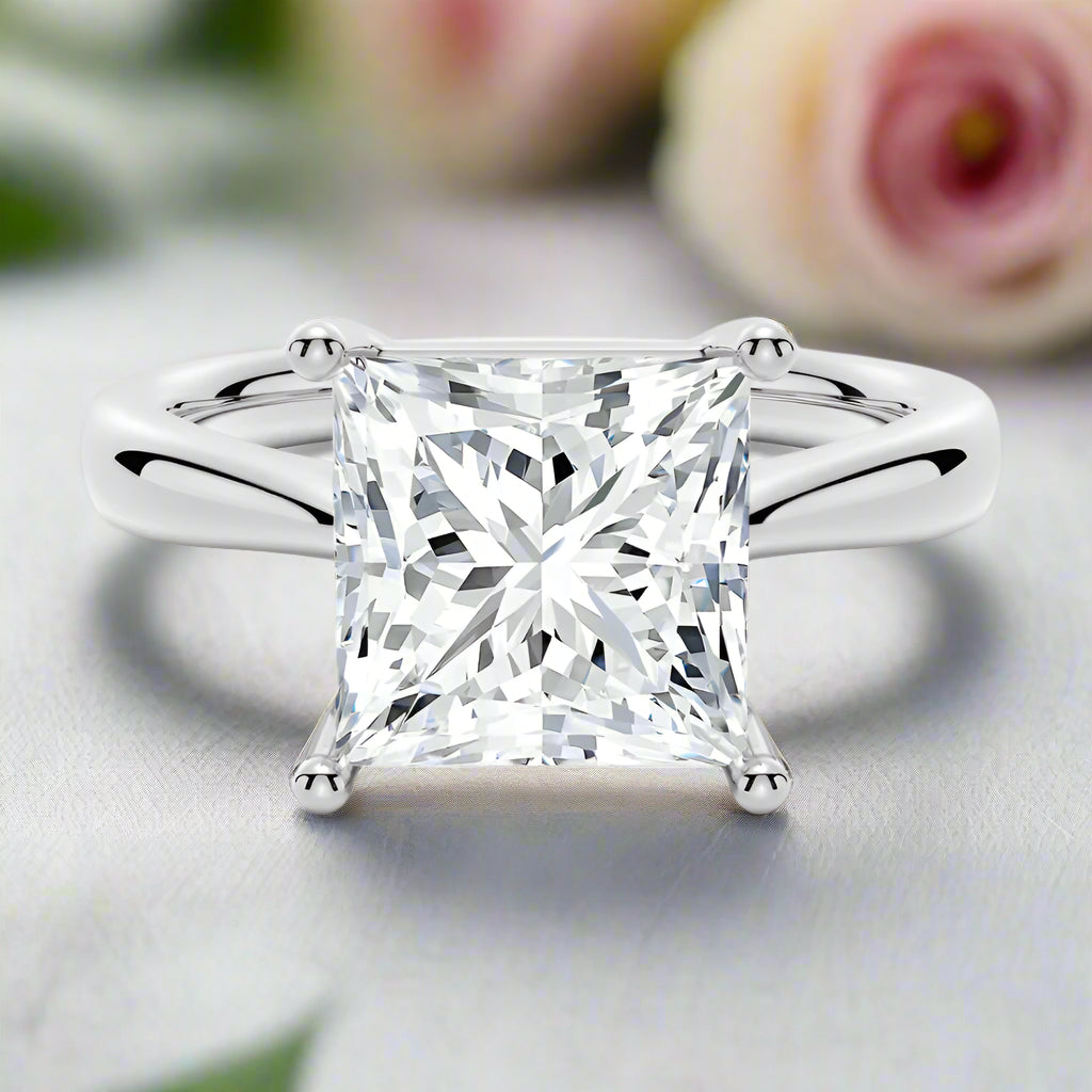 5.0 Ct Princess Cut Diamond Engagement Ring-Black Diamonds New York