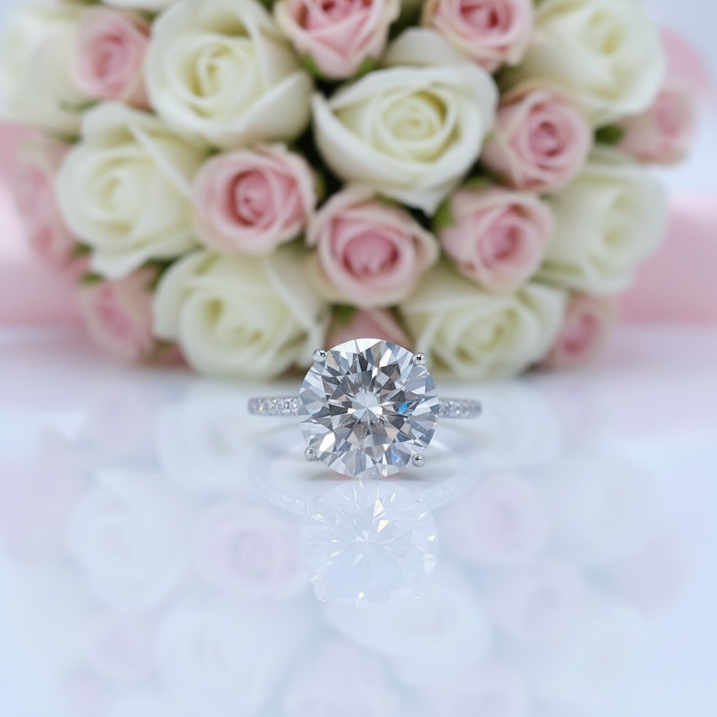 5.0 Ct Round Brilliant Cut Diamond Engagement Ring-Black Diamonds New York