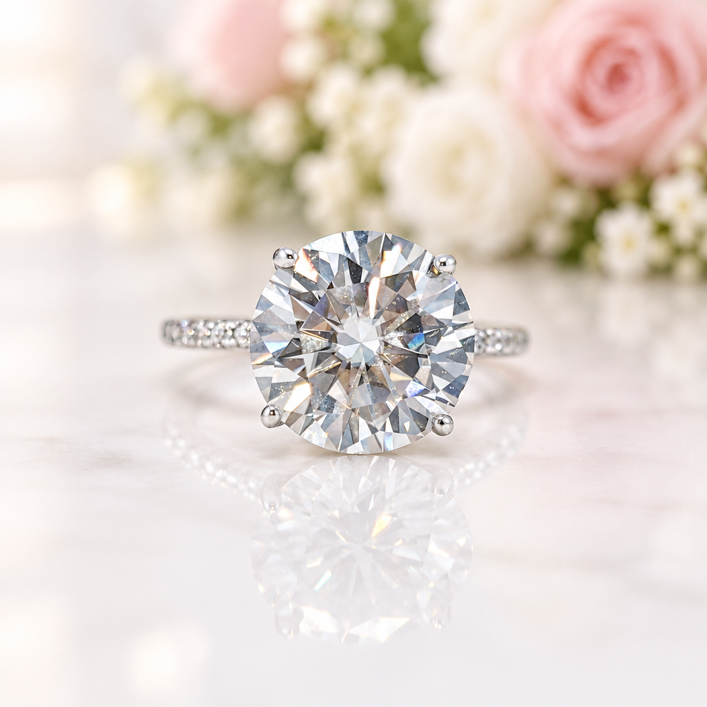 5.0 Ct Round Brilliant Cut Diamond Option Engagement Ring