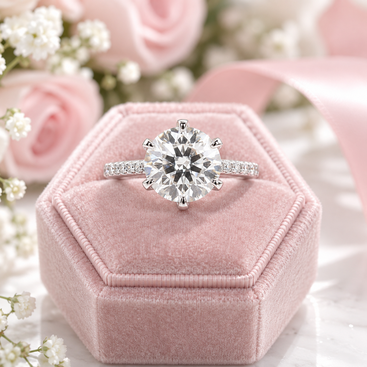 5.0 Ct Round Cut Diamond Option Engagement Ring-Black Diamonds New York