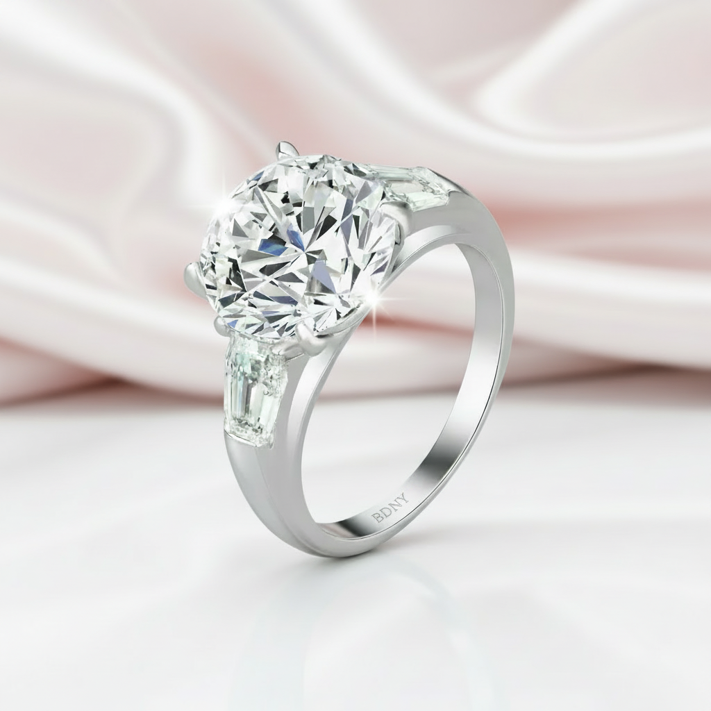 5.0 Ct Round Cut Diamond Option White Gold Engagement Ring-Black Diamonds New York